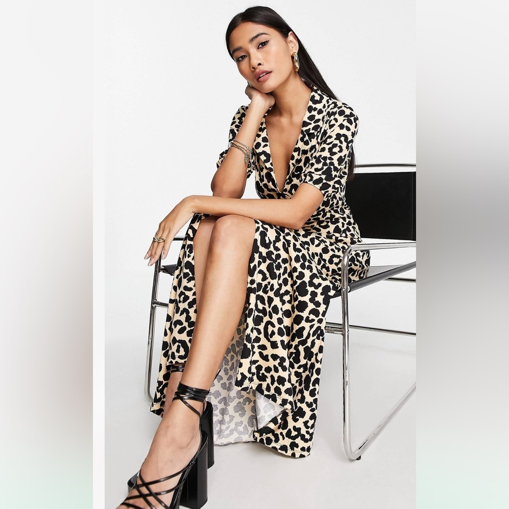 ASOS - midi tea dress in leopard print